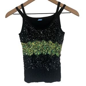 Vintage Full Sequin Crop Top Size 0 Festival EDM Trippy Coachella Lollapalooza